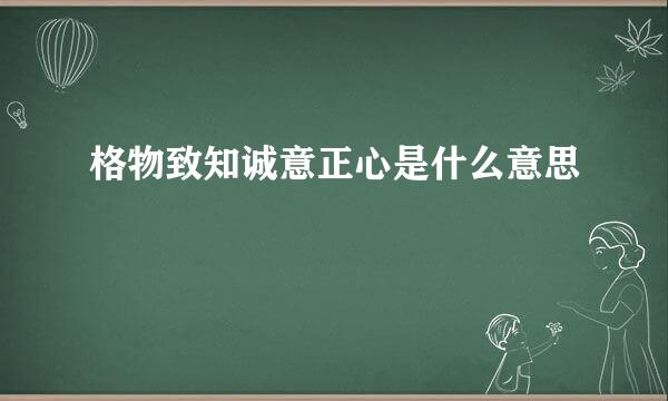 格物致知诚意正心是什么意思