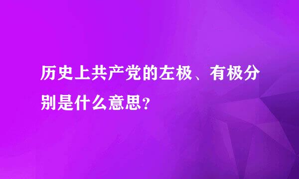 历史上共产党的左极、有极分别是什么意思？