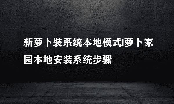 新萝卜装系统本地模式|萝卜家园本地安装系统步骤