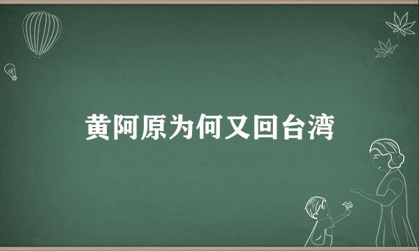 黄阿原为何又回台湾