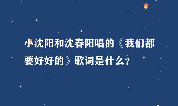 小沈阳和沈春阳唱的《我们都要好好的》歌词是什么？