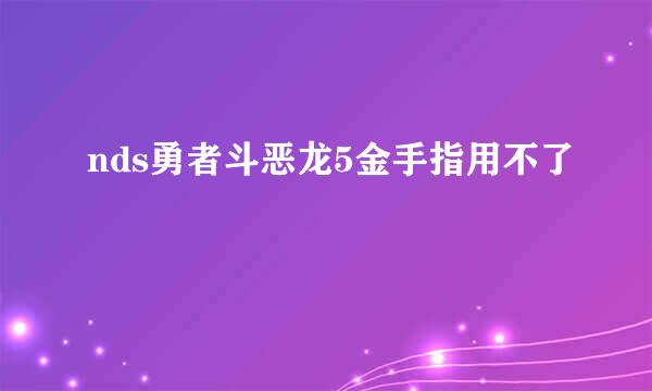 nds勇者斗恶龙5金手指用不了