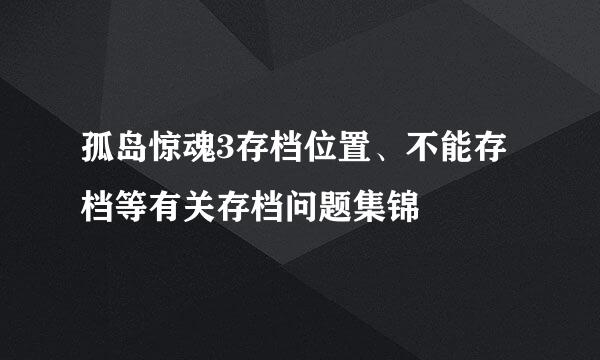 孤岛惊魂3存档位置、不能存档等有关存档问题集锦