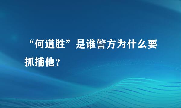 “何道胜”是谁警方为什么要抓捕他？