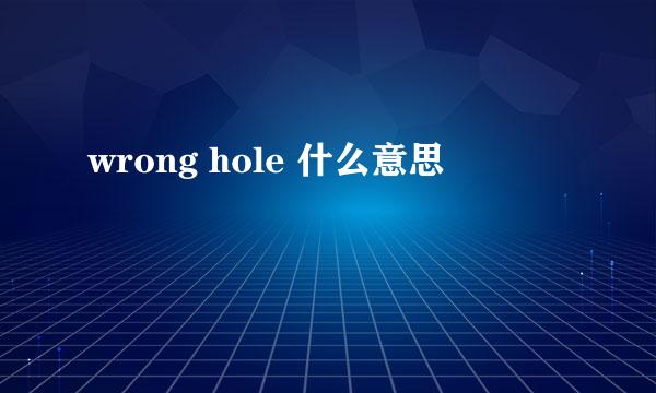 wrong hole 什么意思