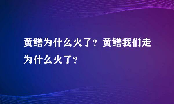 黄鳝为什么火了？黄鳝我们走为什么火了？