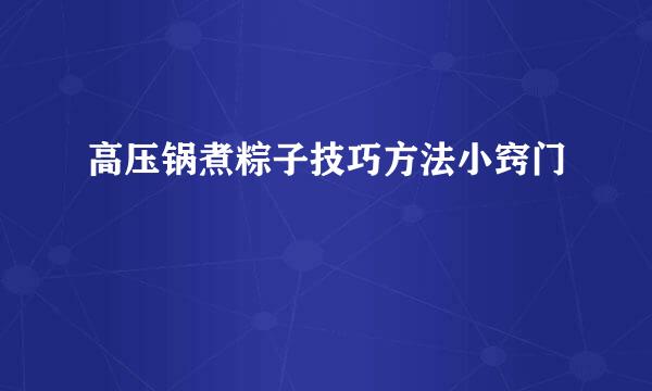 高压锅煮粽子技巧方法小窍门