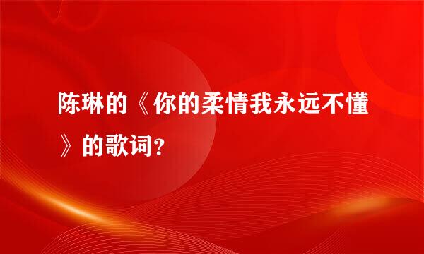 陈琳的《你的柔情我永远不懂》的歌词？