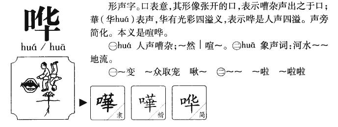 哗的多音字是什么