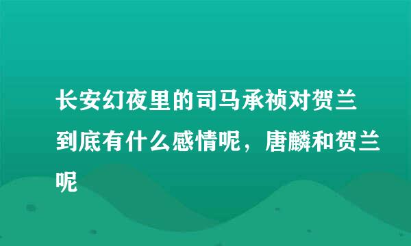 长安幻夜里的司马承祯对贺兰到底有什么感情呢，唐麟和贺兰呢