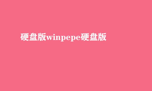 硬盘版winpepe硬盘版