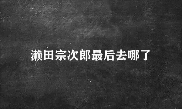 濑田宗次郎最后去哪了