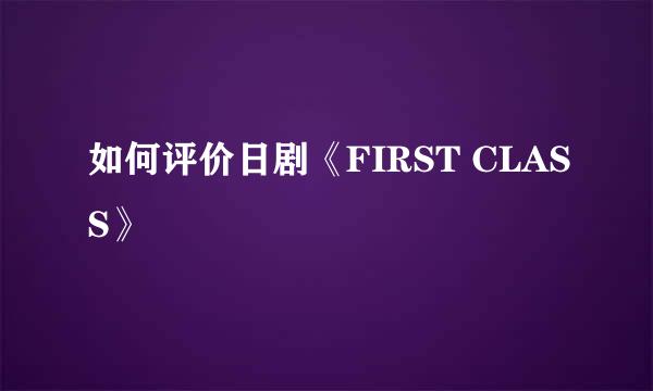 如何评价日剧《FIRST CLASS》