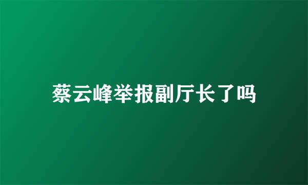 蔡云峰举报副厅长了吗