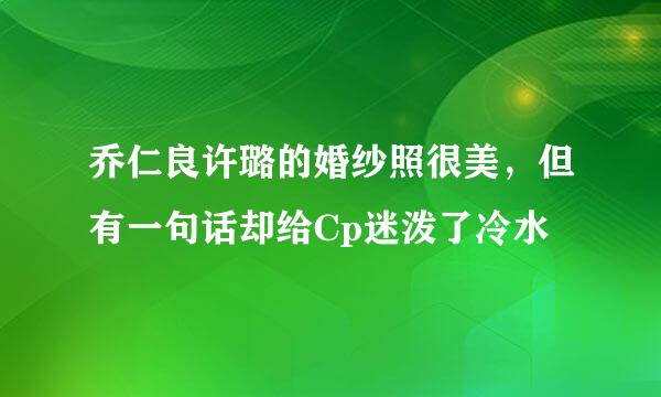 乔仁良许璐的婚纱照很美，但有一句话却给Cp迷泼了冷水