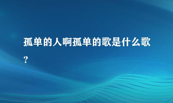 孤单的人啊孤单的歌是什么歌？