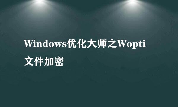 Windows优化大师之Wopti文件加密