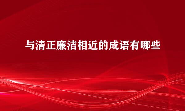 与清正廉洁相近的成语有哪些