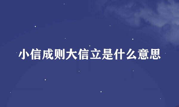 小信成则大信立是什么意思