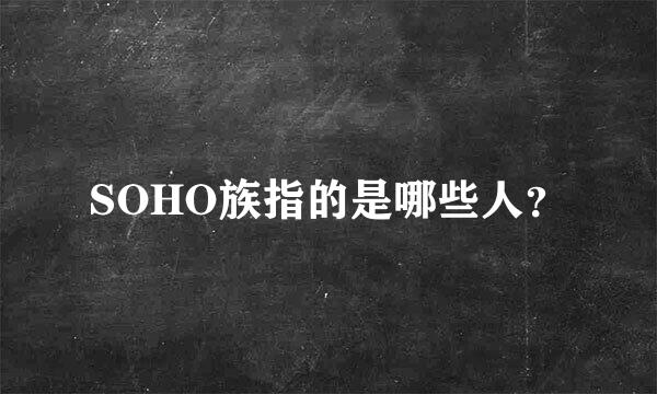 SOHO族指的是哪些人？