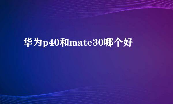 华为p40和mate30哪个好