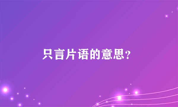 只言片语的意思？