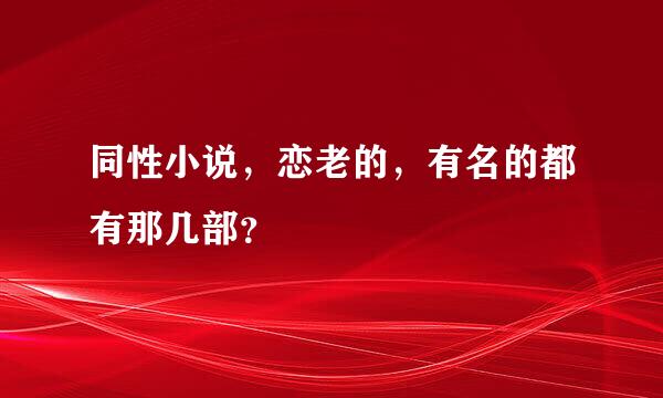 同性小说，恋老的，有名的都有那几部？