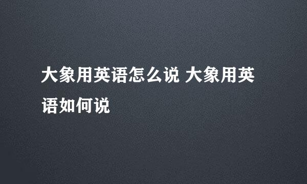 大象用英语怎么说 大象用英语如何说