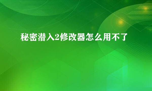 秘密潜入2修改器怎么用不了