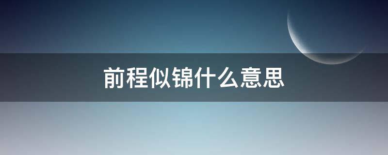 前程似锦什么意思