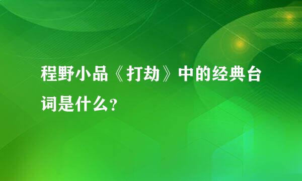 程野小品《打劫》中的经典台词是什么？