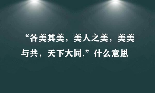 “各美其美，美人之美，美美与共，天下大同.”什么意思