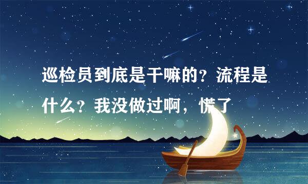 巡检员到底是干嘛的？流程是什么？我没做过啊，慌了