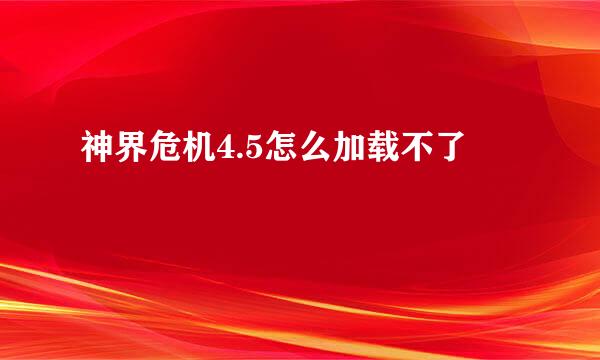 神界危机4.5怎么加载不了