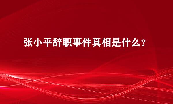 张小平辞职事件真相是什么？