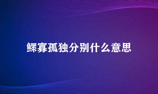 鳏寡孤独分别什么意思