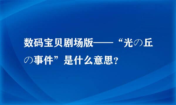 数码宝贝剧场版——“光の丘の事件”是什么意思？