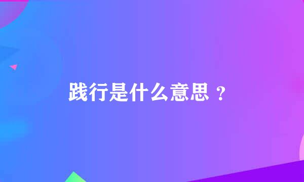 践行是什么意思 ？