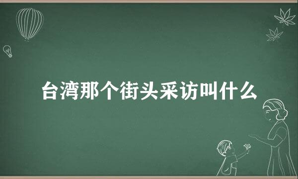 台湾那个街头采访叫什么