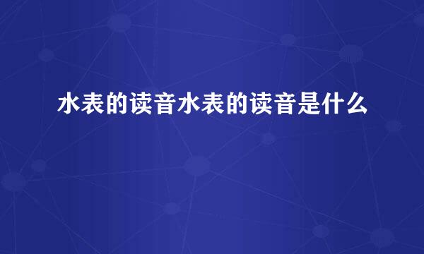 水表的读音水表的读音是什么