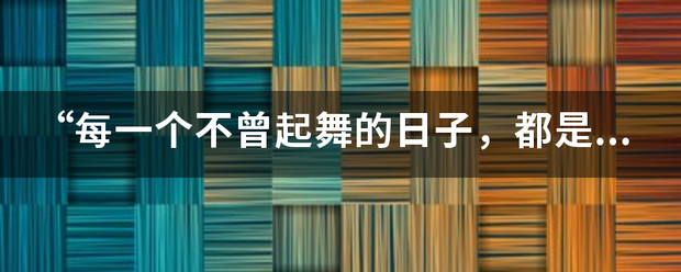 “每一个不曾起舞的日子，都是对以往生命的辜负”——尼采