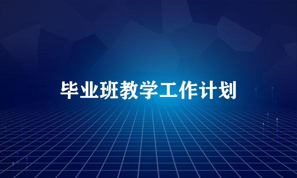 毕业班教学工作计划