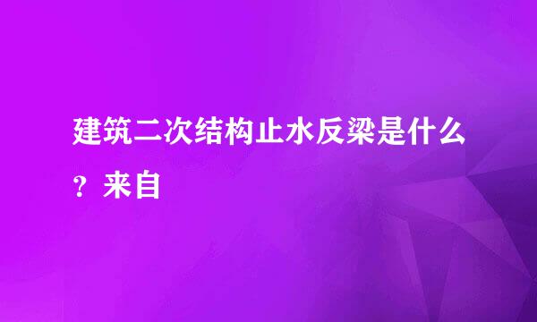 建筑二次结构止水反梁是什么？来自