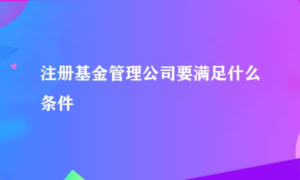 注册基金管理公司要满足什么条件