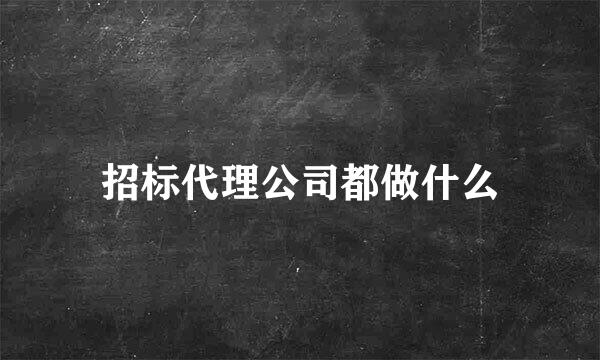 招标代理公司都做什么