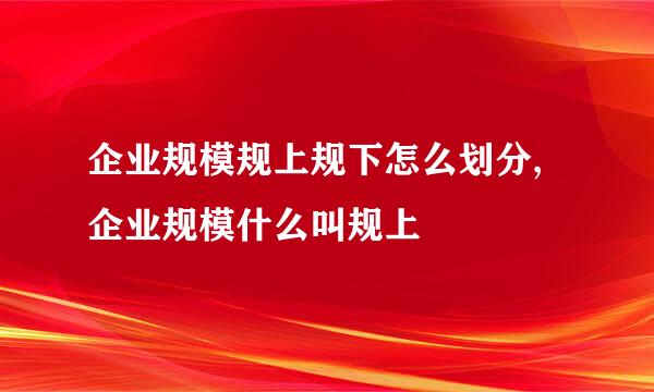 企业规模规上规下怎么划分,企业规模什么叫规上