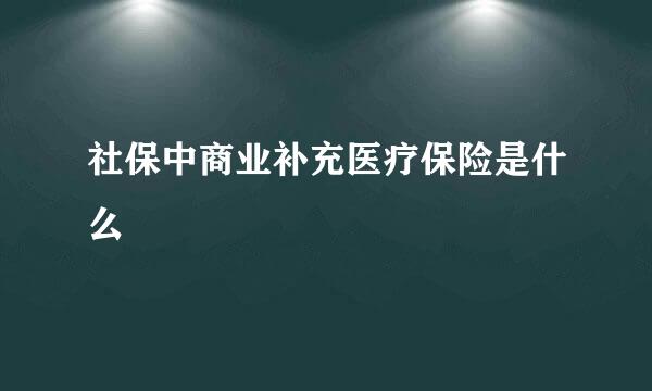 社保中商业补充医疗保险是什么