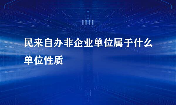 民来自办非企业单位属于什么单位性质