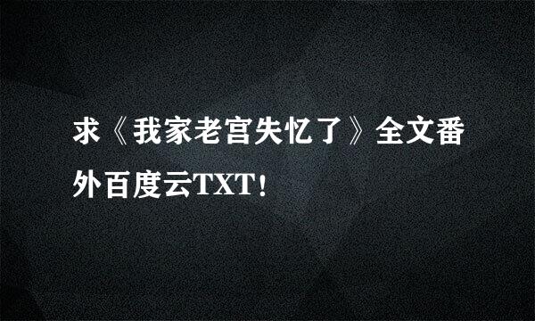 求《我家老宫失忆了》全文番外百度云TXT！