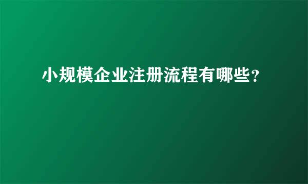 小规模企业注册流程有哪些？